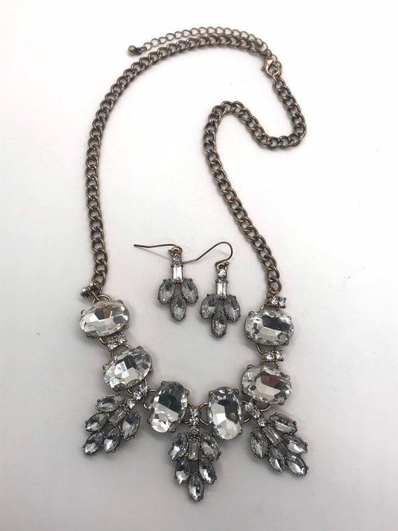 Vintage Rhinestone Necklace Earring Set Drag Quee… - image 3