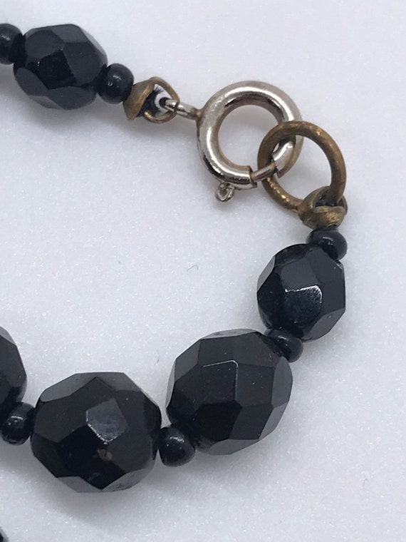 Antique French Jet Faceted Glass Bead Mourning Ne… - image 4