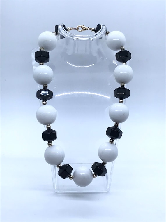 Massive Bead Black White Glam Bead Necklace