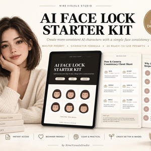 AI Face Lock Starter Kit | Consistent Character Prompts, Fix Guide (Digital Download)