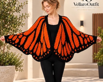 Women’s Monarch Butterfly Wing Cardigan | Luxury Oversized Boho Cocoon Knit Sweater