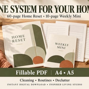 Home Organization Planner Bundle, A4 A5 Printable & Fillable PDF, Digital Download