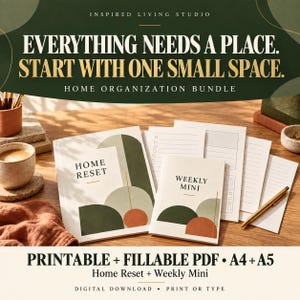 Home Organization Planner Bundle, A4 A5 Printable & Fillable PDF, Digital Download