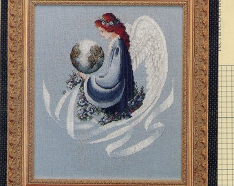 Victorian Angel Cross stitch Pattern by Lavender & Lace - Earth Angel, Angel holding Earth