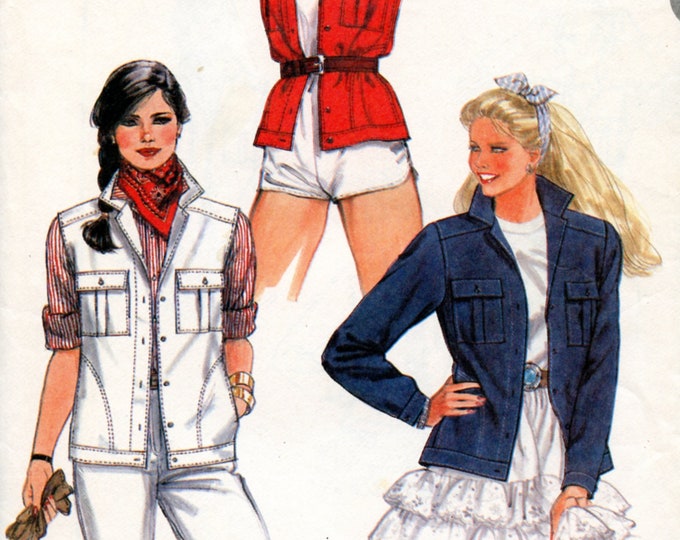 Women's Denim Jacket Pattern Misses Utility Vest Size 10 Bust 32 1/2