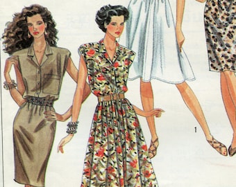 Misses Button Front Dress Sewing Pattern - Shirtwaist dress pattern - Size 6 8 10 12 14 - Bust 30 1/2 - 36 Simplicity 9611 UNCUT