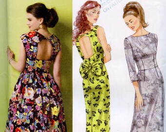 Open Back Semi-formal Women's Dress Sewing Pattern - Bow on back, Peak-a-boo -Butterick 5919 Size 6 8 10 12 14 Bust 30 1/2 32 34 36 UNCUT