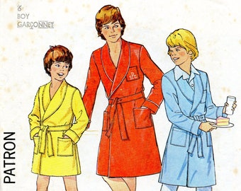 Boys Robe Sewing Pattern - Taglia 6 Ragazzi Semplicità 7066 UNCUT