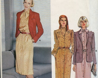 80s Women's Button Up Dress Sewing Pattern - Women's Suit Jacket pattern - Size 14 Bust 36 Vogue 7751