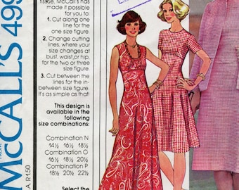 Scoop Neck Empire waisted Dress Sewing Pattern - Jewel Neckline, Jacket - Half Size 14 1/2 to 18 1/2 Bust 37 39 41 McCalls 4995 UNCUT