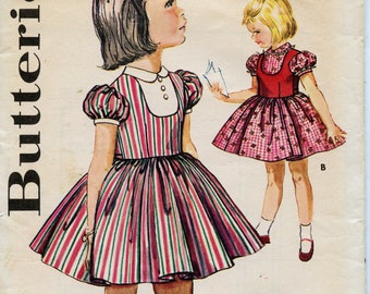 RARE Girls Fit and Flare Full skirted Dress Sewing Pattern - Size 5 Breast 23 1/2 - Butterick 9915