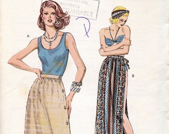 Women's Tank top and Tie belt Skirt Sewing pattern - Ties on the side, Buttoned skirt - Size 14 16 18 20  Bust 38 to 43 Kwik Sew 1092 UNCUT