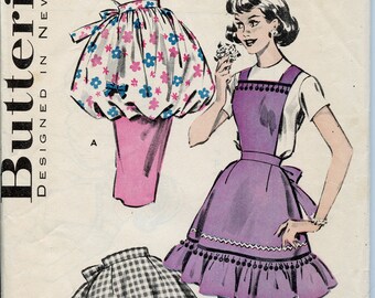 Quick and Easy 1950s Perky Apron Pattern - Harem Pouff Apron Pattern - Butterick 8793