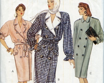 Vogue Coat Dress Pattern - 90s sewing pattern, Double breasted dress - Size 14 16 18 Bust 36 38 40 Vogue 7967 UNCUT