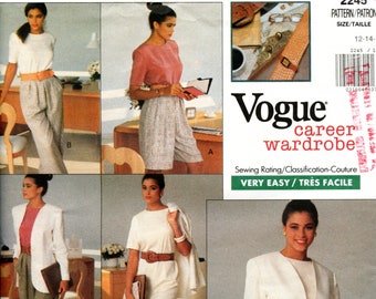 Misses Career Wardrobe Sewing Pattern - Jacket, Dress, Top, Shorts and Pants - Size 12 14 16  Vogue 2245 UNCUT