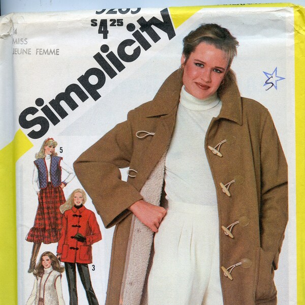Women's Coat with Button-Out lining Sewing Pattern - Removable lining Coat Pattern, Quilted Coat - Size 14 Bust 36 Simplicity 5285 UNCUT