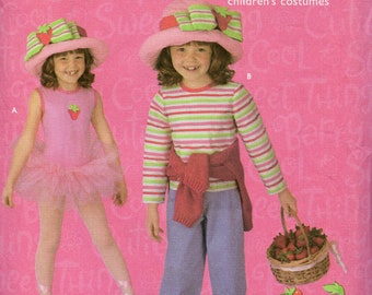 Strawberry Shortcake Kostuum Naaien Patroon - Ballerina en Hoed Aankleden - Maat 3 4 5 6 7 8 Eenvoud 4776 UNCUT