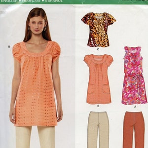 Misses Seperates Sewing Pattern Scoop Neck Tunic Top, Dress Pattern, Pants Pattern Size 6 16 Bust 30 1/2 38 New Look 6785 UNCUT image 1