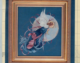 Blue Moon Angel - Victorian Angel Cross stitch Pattern by Lavender & Lace, designed by Marilyn Leavitt-Imblum