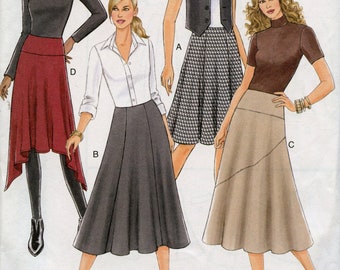 Fast and Easy Flared Skirt Sewing Pattern - Left side zipper, Faked yoke, back zip - Size 6 8 10 12 Waist 23 to 26 1/2 Butterick 5412 UNCUT