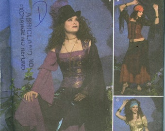 Modello costume zingaro da donna - Modello di abito gotico, costume da pirata - Plus Size 14 16 18 20 Busto 36 38 40 42 Semplicità 4481 UNCUT