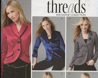 Misses Threads Collared Jacket Sewing Pattern - Shaped Hem Jacket Pattern - Size 8 10 12 14 16 Simplicity 4425 UNCUT