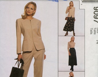 Womans Jones New York Semi-fitted Lined Jacket, Pants and Skirt Sewing Pattern - Work Office Clothes -  Size 14 Bust 36 McCalls 9097 UNCUT