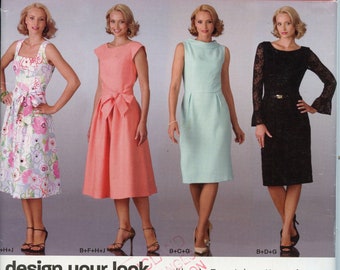 Misses Mix and Match Semi-formal Dress Sewing Pattern - Cowl Neckline Dress Pattern, Deep scoop - Size 8 to 18 New Look 6824 UNCUT