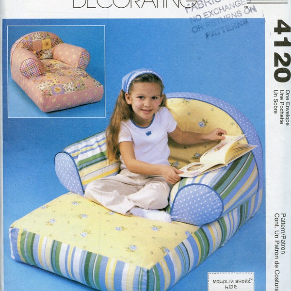 Modèle de couture de chaise chaise pour enfants - Taille de meubles pour enfants Décoration intérieure McCalls 4120 non-coupé