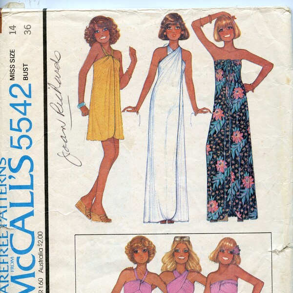 Copertura donna e un pezzo costume da bagno modelli di cucitura - cravatte intorno al collo - Taglia 14 Bust 36 McCalls 5542