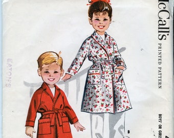1950s Boys or Girls Robe Sewing Pattern - Kids Robes in Two Lengths - Size 3 McCalls 4613 UNCUT