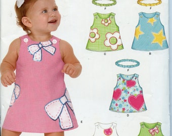 Baby Girl's Dress Sewing Pattern - Baby headband Pattern - Size NM S M L New Look 6576 UNCUT