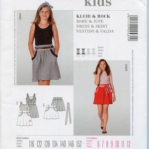 Easy Burda Kids Summer Dress and Skirt Pattern Sewing Pattern - Girls Size 6 7 8 9 10 11 12 Burda 9489 UNCUT
