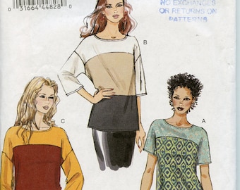 Very Easy Misses Colourblock Top Sewing Pattern - Size L XL XXL 16 18 20 22 24 26 Vogue 8877 UNCUT