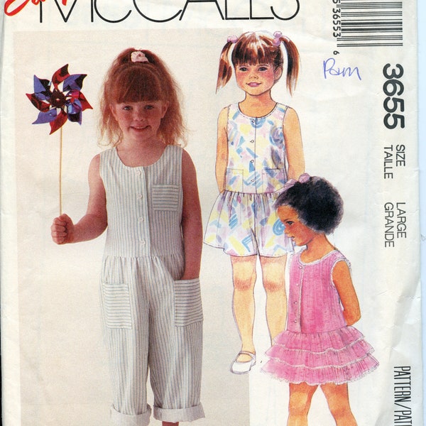 Easy Children’s Dress, Jumpsuit and Romper Sewing Pattern - Taille 5 6 Large McCalls 3655 non coupé