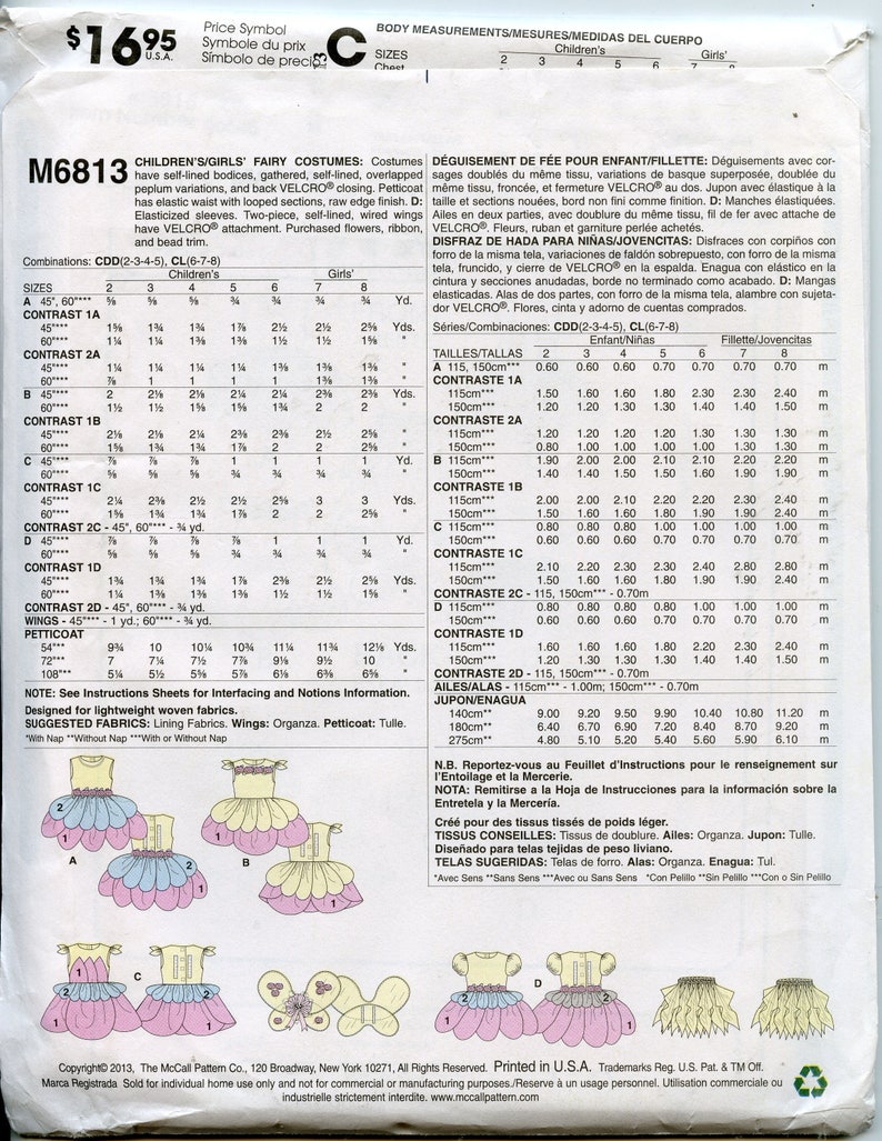 Children's Fairy Costume Sewing Pattern Faerie costume pattern Size 2 3 4 5 McCalls 6813 UNCUT image 2
