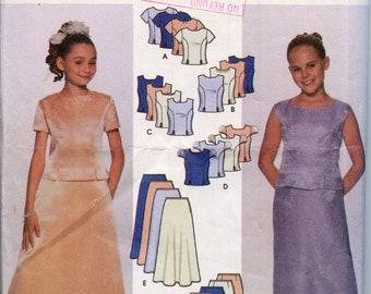 Girls Formal Tops and Formal Skirt Sewing Pattern -  Size 7, 8, 10, 12, 14 - Bust 26 -32 Simplicity 7041 UNCUT