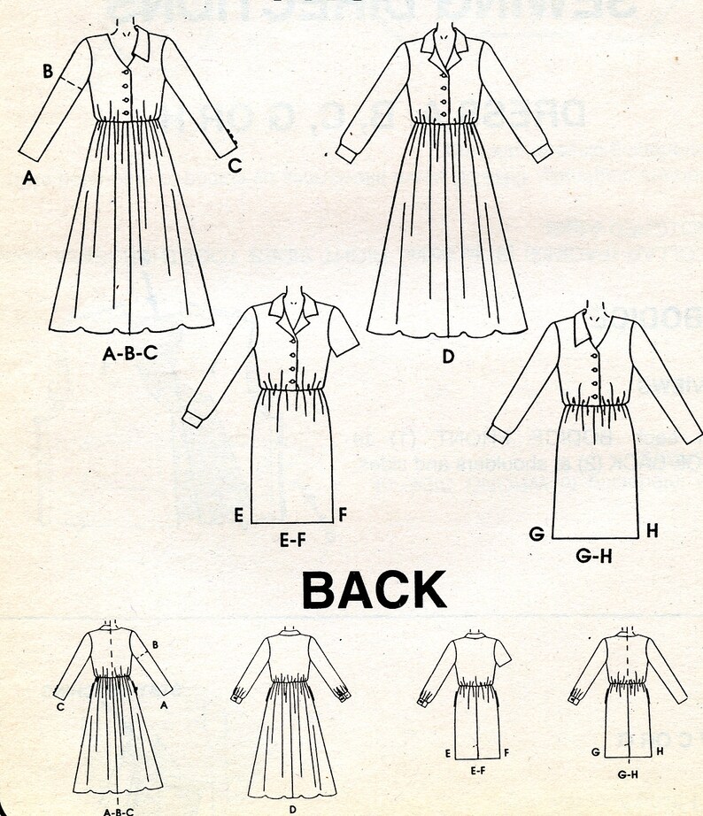 Women's Button Front Dress Pattern Gathered at Waist Etsy Canada