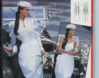 Spaghetti Strap Column Wedding Gown Sewing Pattern - Burda Size 8 10 12 14 16 18 Bust 31 1/2 to 39 1/2 Burda 6094 UNCUT