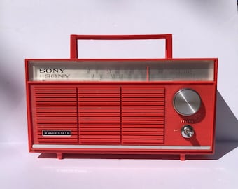 1967 Vintage Orange Red Sony Radio - 8R-42 Solid State Six Transistor Japan MCM