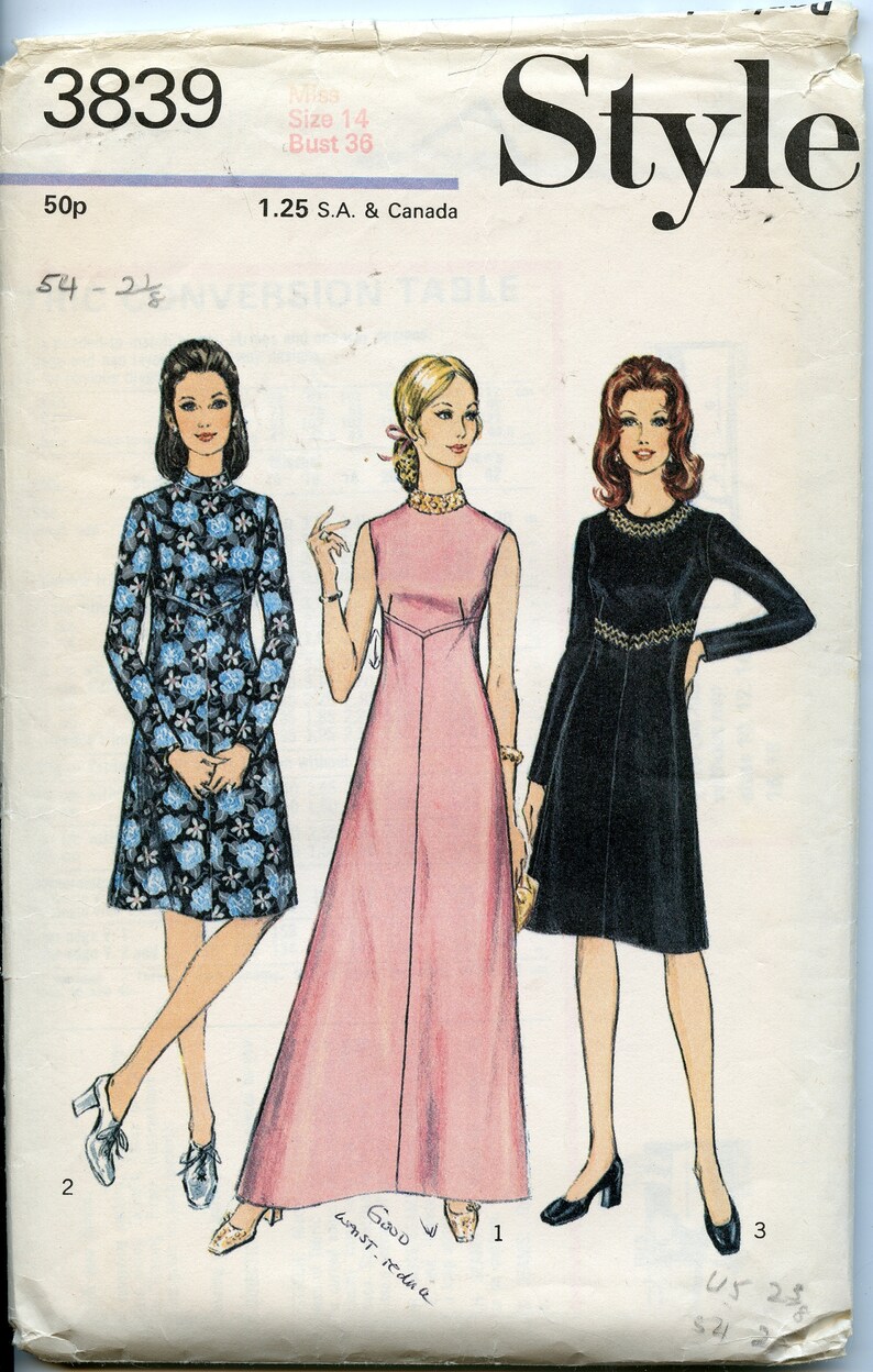 1970s Womens Semiformal Dress Pattern Stand up Collar Etsy UK