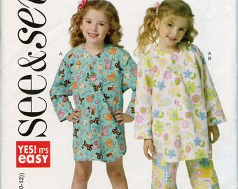 Easy Kids/Girls Nightshirt and Pajama Pants Pattern Sewing Pattern - - Size 3 4 5 6 7 8 10 12 See and Sew 5668 UNCUT