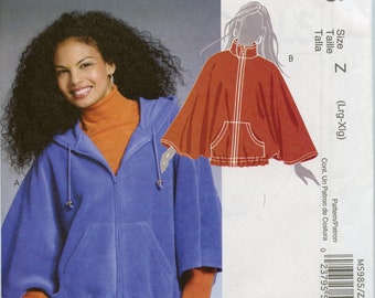 Women's Capelets Sewing Pattern - Loose fitting Poncho Style Top Pattern - Size L XL 16 18 20 22 McCalls 5985 UNCUT