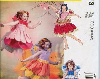 Children's Fairy Costume Sewing Pattern - Faerie costume pattern - Size 2 3 4 5 McCalls 6813 UNCUT
