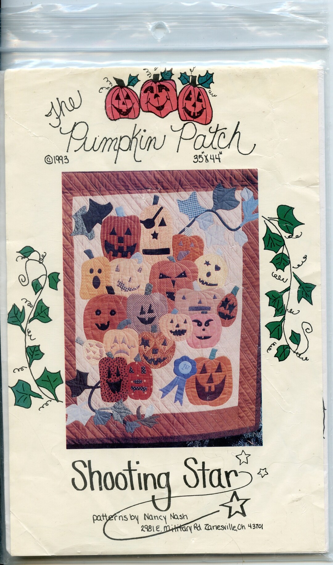 The Pumpkin Patch Shooting Star Quilt Pattern Halloween Wallhanging ...