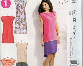 Sleeveless Semi-fitted Dress Sewing Pattern - Size L XL XXL Plus size 16 to 26, Bust 38 to 48 McCalls 6551 UNCUT