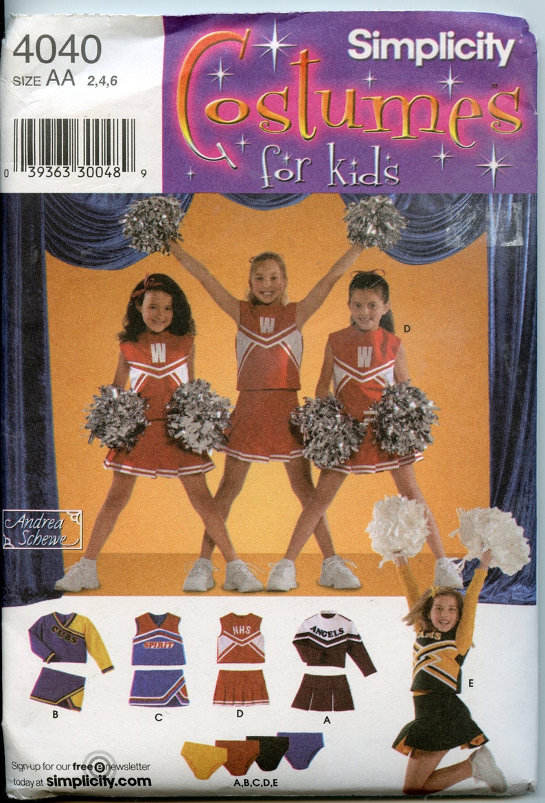 Girls Cheerleader Pattern Costume Sewing Pattern Size 2 4 6 Simplicity 4040 UNCUT Bild 1