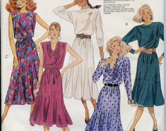 80s Cowl Neck Midi Dress Sewing Pattern - Fashion Basics - Size 16 Bust 38 McCalls 3248 UNCUT