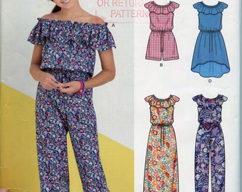 Easy Tweens Off Shoulder Jumpsuit Sewing Patterns - Romper Pattter - Size 8 to 16 Breast 27 28 1/2 30 32 34 New Look 6444 UNCUT