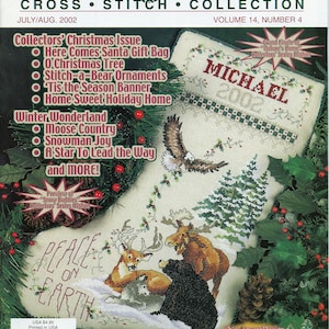 Stoney Creek Cross Stitch Collection Magazine - Juillet août 2002 Magazine complet - Grilles de Noël, Afghan de Nature's Home, bas de Noël